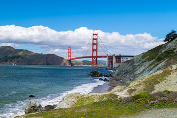 Fototapeta na wymiar Golden Gate Park and Golden Gate Bridge, San Francisco, California, USA