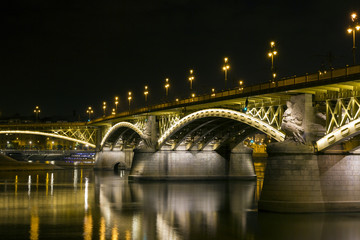 Margaret Bridge by night in Budapest
