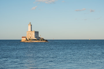 Fototapeta na wymiar A view of lighthouse in Olbia gulf