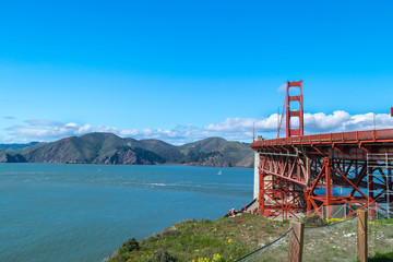 Fototapeta na wymiar Golden Gate Park and Golden Gate Bridge, San Francisco, California, USA