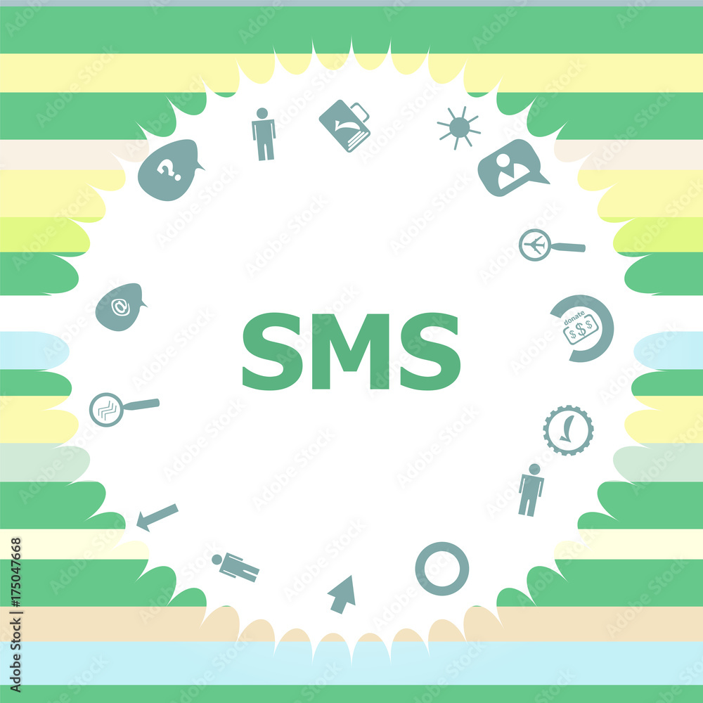 Aufkleber text sms. web design concept . infographics icon set. icons of maths, graphs, mail and so on.