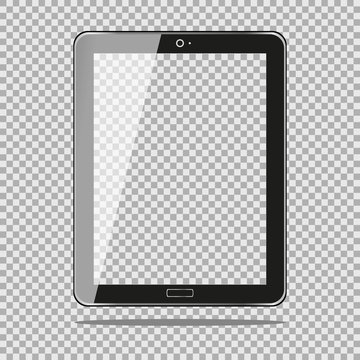 Realistic Tablet PC Computer with Transparent Screen Isolated on Background. Can Use for Template, Project, Presentation or Banner. for your web design