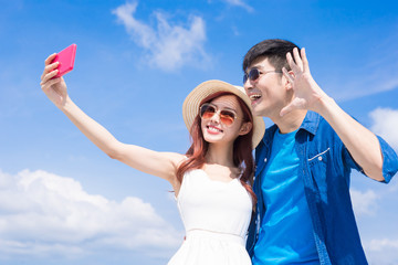 couple selfie happily