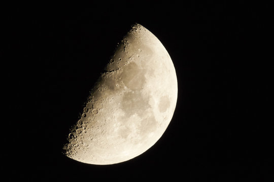 Moon in the night sky, pitted surface details