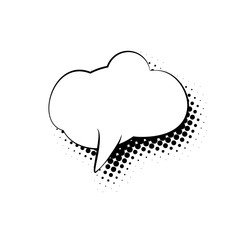 Speech Bubble Isolated on White Background, Shadow of a Speech Bubble in the Form of Dots , Black and White Vector Illustration
