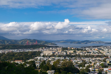 Panoramic view of San Francisco at Sunset from Twin Peaks Hill, San Francisco, California, USA
