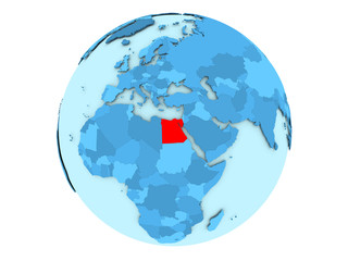Egypt on blue globe isolated