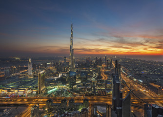 Dubai at night, global city and business hub
