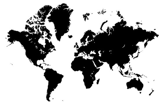 World map isolated on a white background, highly detailed vector illustration. All elements are easily editable and located in separate layers