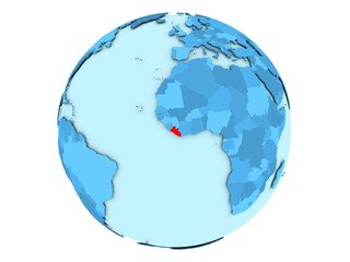 Obraz premium Liberia on blue globe isolated