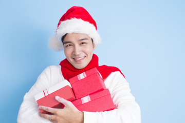 man smile with merry christmas