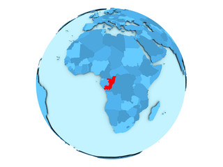 Congo on blue globe isolated