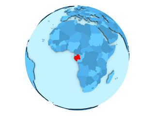 Gabon on blue globe isolated