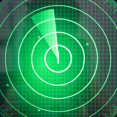 Green radar screen with dots - obrazy, fototapety, plakaty