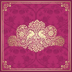 parrot, feathers ,wedding card design, royal India