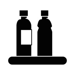 shelf with plastic bottles isolated icon