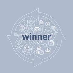 Text Winner. Business concept . Icon and button set