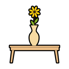 table with decorative vase isolated icon