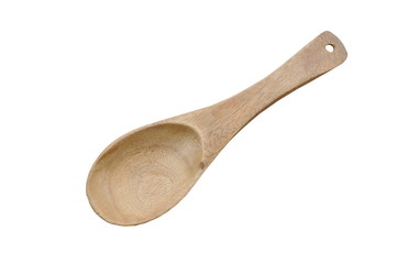 wooden scoop on white background
