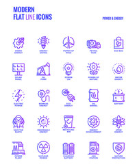 Flat line Gradient icons design-Power and Energy
