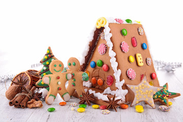 gingerbread house and cookies