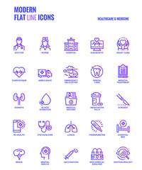Flat line gradient icons design-Healthcare and Medicine