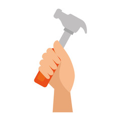 hand worker with hammer tool isolated icon