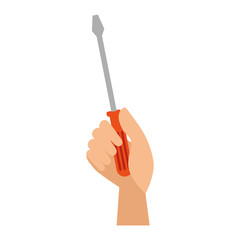hand worker with screwdriver tool isolated icon