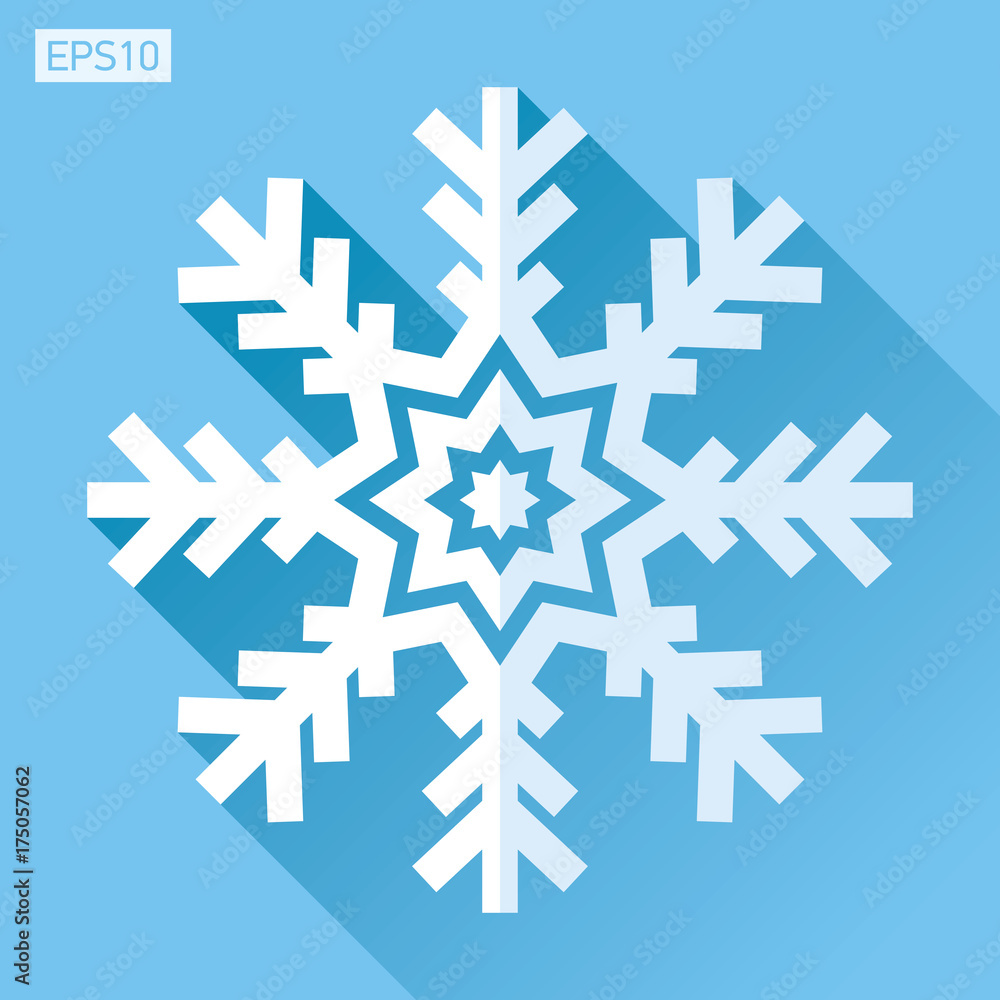 Poster snowflake icon in flat style on color background. vector winter design element for you christmas pro
