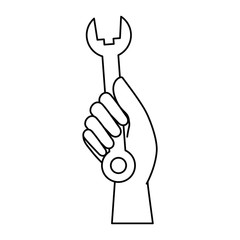 hand worker with wrench tool isolated icon