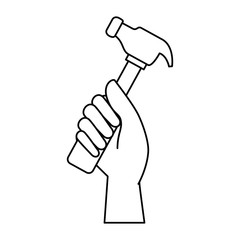 hand worker with hammer tool isolated icon
