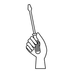 hand worker with screwdriver tool isolated icon
