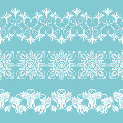 Fototapeta na wymiar set white laces. seamless pattern, vector border.