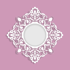 Vector ornamental  frame with shadow.  Template for greeting cards, invitations.