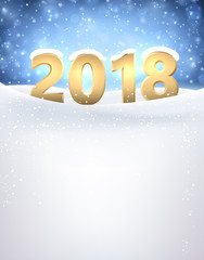 2018 New Year background with snow.