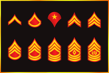 Military Ranks Stripes and Chevrons. Vector Set Army Insignia
