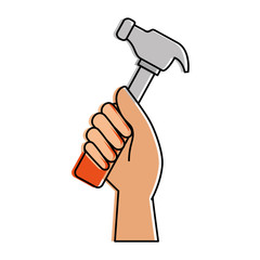 hand worker with hammer tool isolated icon