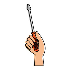 hand worker with screwdriver tool isolated icon