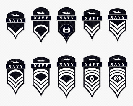 Military Ranks Stripes and Chevrons. Vector Set Army Insignia