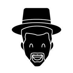 Adult man with hat smiling icon vector illustration graphic design