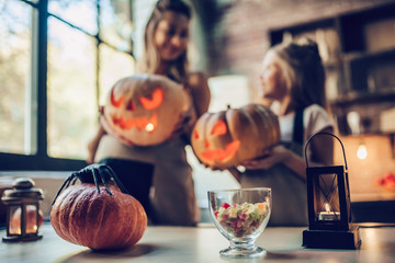 Mom with daughter on Halloween
