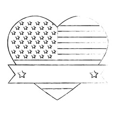 united states of america with heart emblem frame