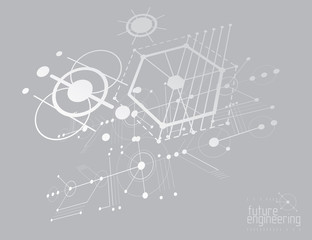 Mechanical engineering technology vector abstract background, cybernetic abstraction with innovative industrial schemes.