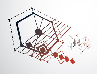 Engineering technology vector wallpaper made with circles and lines. Technical drawing abstract background. Art graphic illustration.