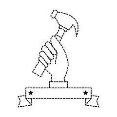 hand worker with hammer tool isolated icon