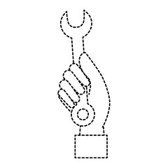 hand worker with wrench tool isolated icon