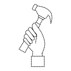 hand worker with hammer tool isolated icon