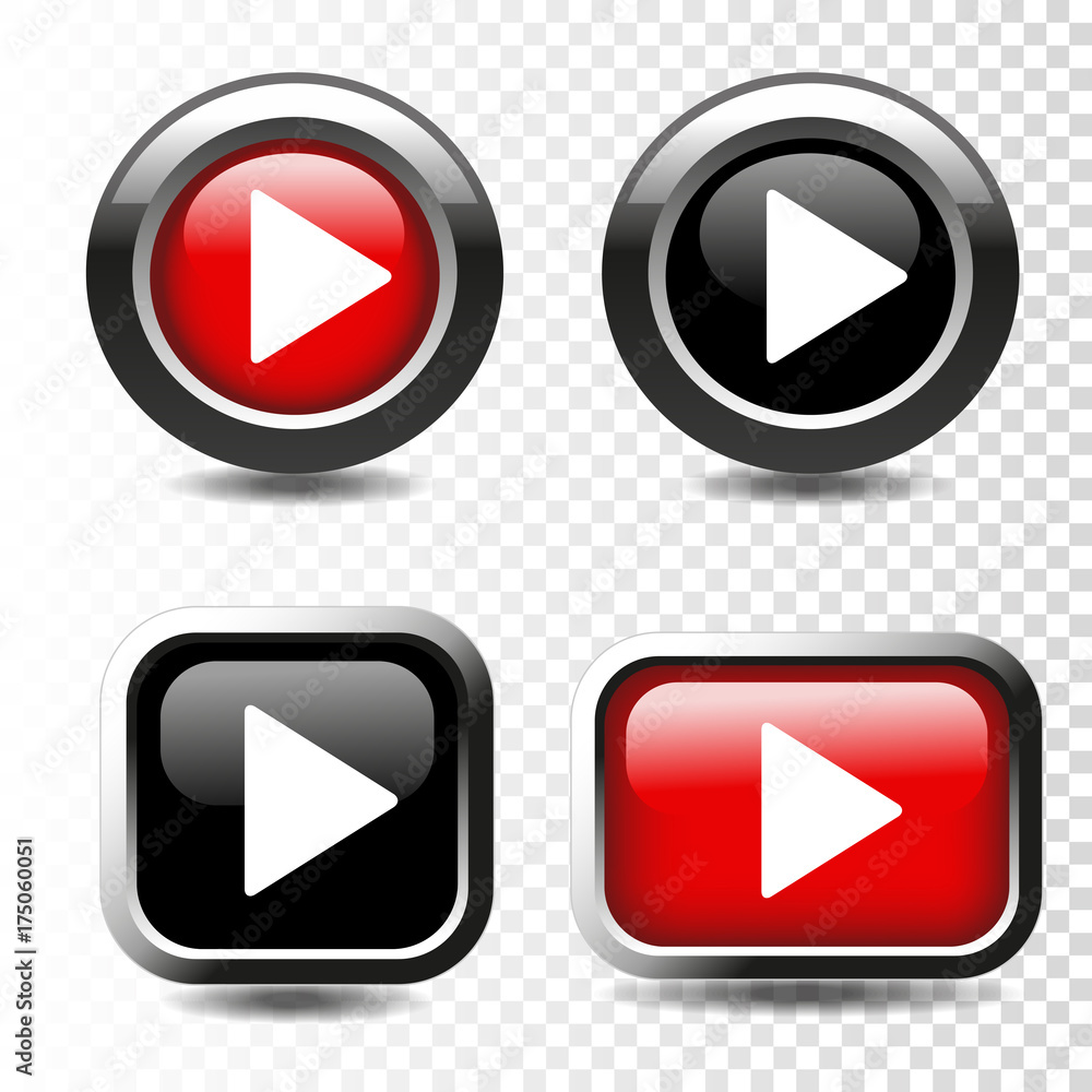 Poster vector play button icon on transparent background.