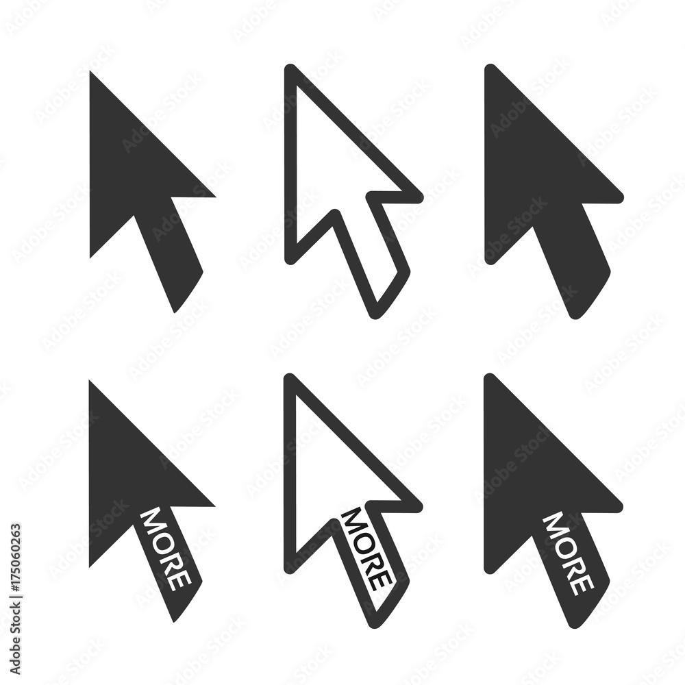 Poster vector black arrow pointers on white background for business, buttons for more information or next o
