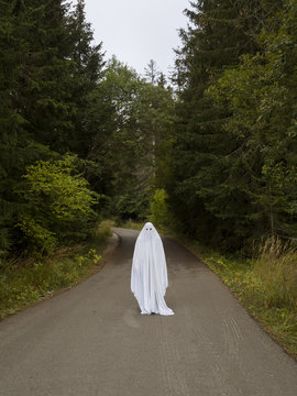 Scary ghost in the middle of the road